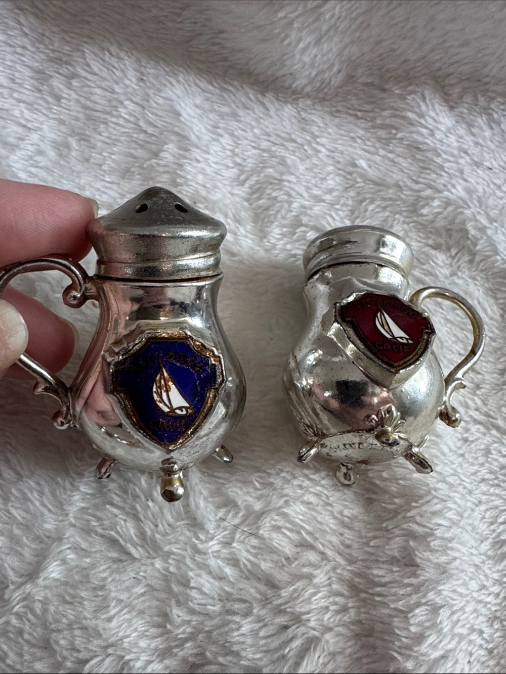 Vintage Mid-Century Mini Teapot Sailboat Salt & Pepper Shakers - Japan